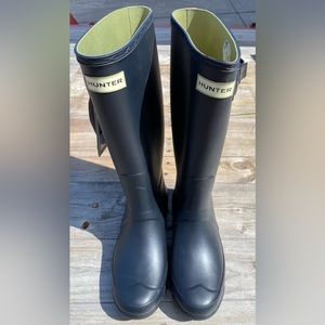 New Hunter Women’s Original Tall Rain Boots Field Huntress Navy US SZ.7 EU38